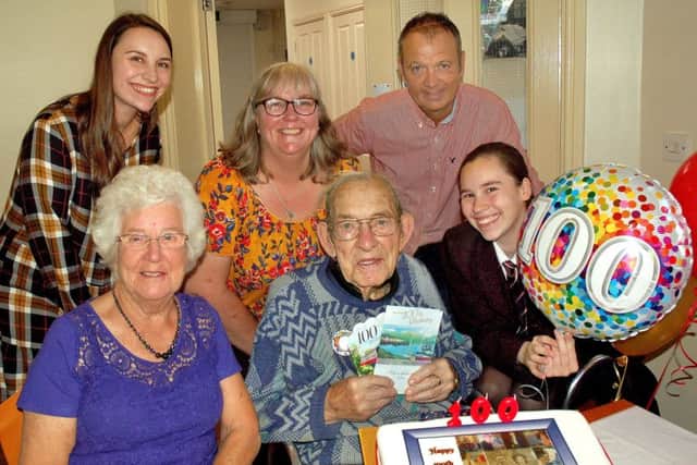 Harold Veazey celebrates his 100th birthday with his children and grandchildren EMN-180210-095958001