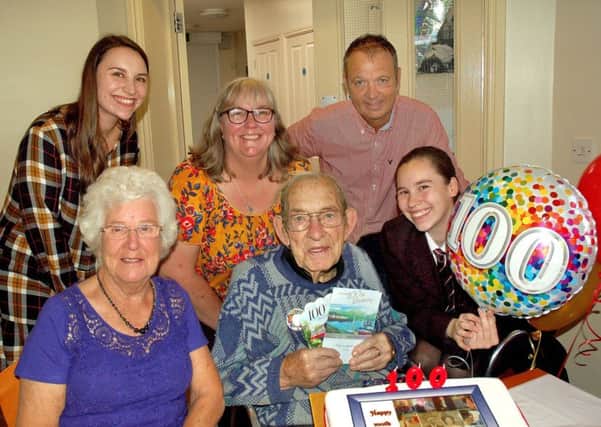 Harold Veazey celebrates his 100th birthday with his children and grandchildren EMN-180210-095958001