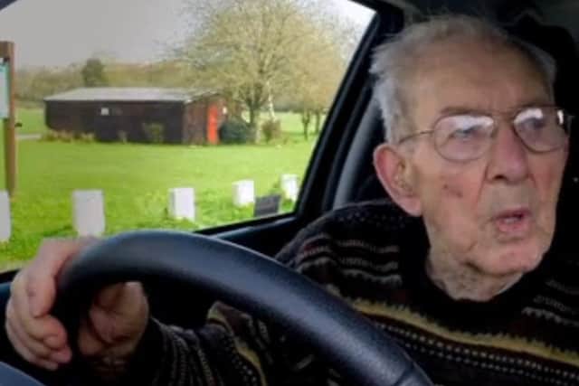 A clip of Harold Veazey driving in the Melton area while being filmed for TV programme '100-year-old drivers' EMN-180210-101152001