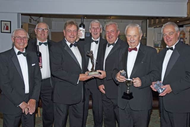 Club captain Glenn price (third from left) with Past Captains Day prizewinners, from left, Ray Smith, John Squires, Dave Compton, Mick Curtis, Ken Kirk, and Phil Millward. Picture: Whitehouse Photography EMN-180910-125236002