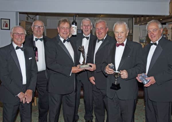 Club captain Glenn price (third from left) with Past Captains Day prizewinners, from left, Ray Smith, John Squires, Dave Compton, Mick Curtis, Ken Kirk, and Phil Millward. Picture: Whitehouse Photography EMN-180910-125236002