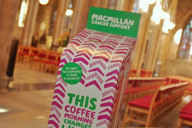 A collection box for Macmillan in Melton's St Mary's Church PHOTO: Tim Williams