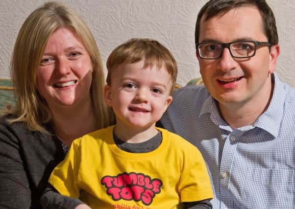 James and Helen Lowe with son Nathaniel, who have been left disappointed by the ending of Tumble Tots sessions in Melton EMN-181010-115053001