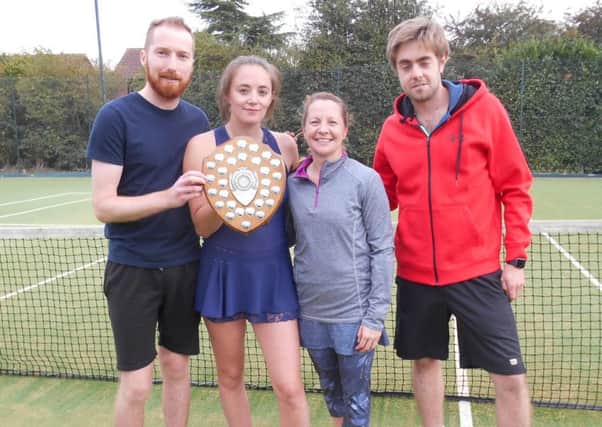 Mixed doubles champions Joe Jackson and Emily Harrison with finalists Penny Hallam and Will Harrison EMN-181016-130824002