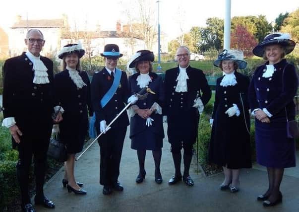 Dignitaries line up with Leicestershire's High sheriff Diana Thompson PHOTO: Phil Balding