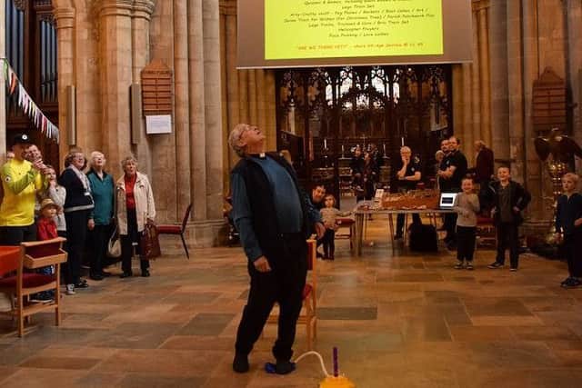 Putting his foot down! Rev Kevin Ashby launches his rocket PHOTO: Supplied