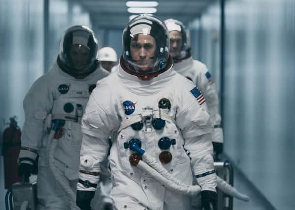 Lukas Haas as Michael Collins, Ryan Gosling as Neil Armstrong and Corey Stoll as Buzz Aldrin PHOTO: PA Photo/Universal Pictures/Daniel McFadden