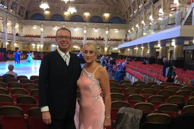 Long Field Academy head teacher Chris Haggett and Allison Kelham pictured at the British Sequence Dancing Championships at the Winter Gardens in Blackpool EMN-181026-094229001