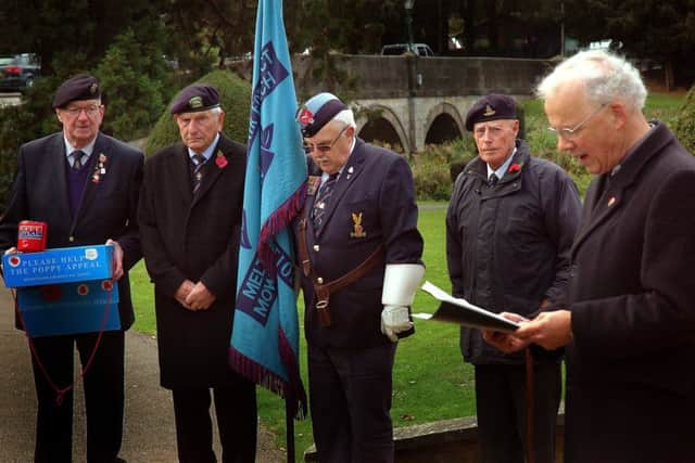 A short service of re-dedication of Melton's Memorial Gardens given by Rev James Skinner, with prayers, the Last Post and planting of memorial crosses by representatives from Melton Town Estate, the town branch of the Royal British Legion, Keswick House Ladies, Group, the Mayor of Melton and the Defence Animal Training Regiment EMN-181029-112216001