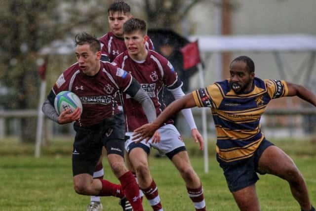 Melton RFC Second XV take on Loughborough at a soggy Burton Road. Picture courtesy of Phil James EMN-181030-151736002