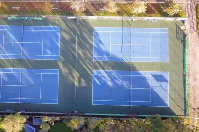 An aerial view of Melton Sports Village showing the courts used by Melton Mowbray Tennis Club
PHOTO Mark @ Aerialview360 EMN-181031-094945001