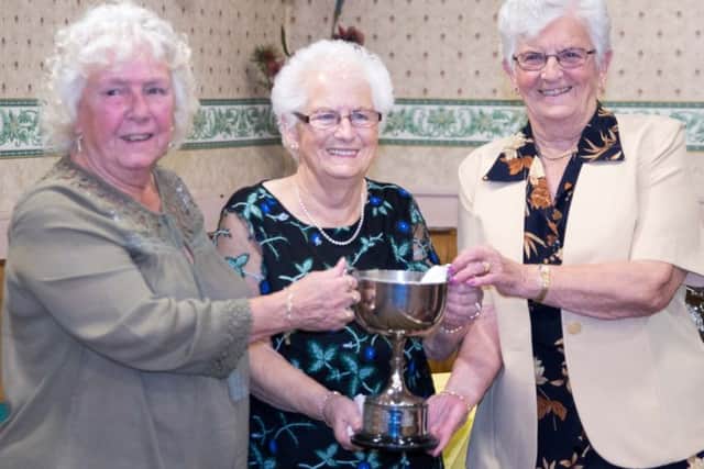 Ladies pairs winners Ann Spencer and Beryl Kurth with competition secretary Anne Whittaker EMN-180611-172247002