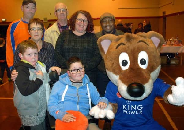 William Billingsley and family with Leicester City mascot Filbert Fox at a charity fundraiser at Asfordby FC EMN-180711-115628002