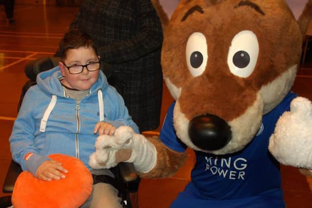 William Billingsleywith Leicester City mascot Filbert Fox at last year's fundraiser at Asfordby EMN-181114-090611002