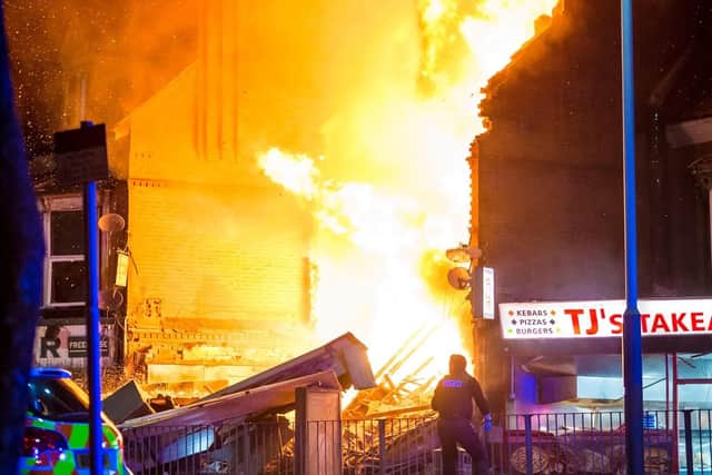 The scene on the night of the explosion. Photo: SWNS