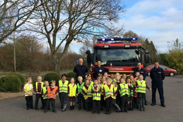 Firefighters make a special visit to Thrussington Primary School PHOTO: Supplied