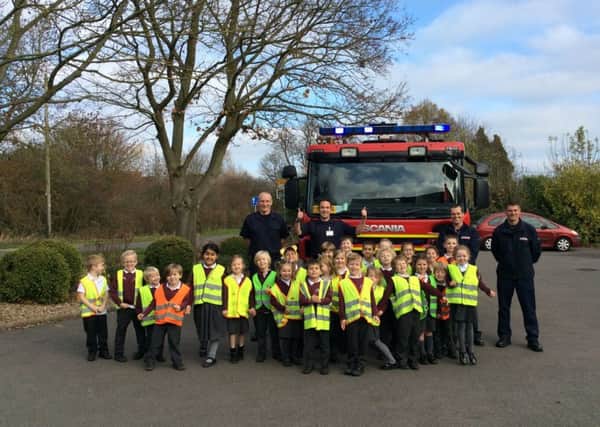 Firefighters make a special visit to Thrussington Primary School PHOTO: Supplied
