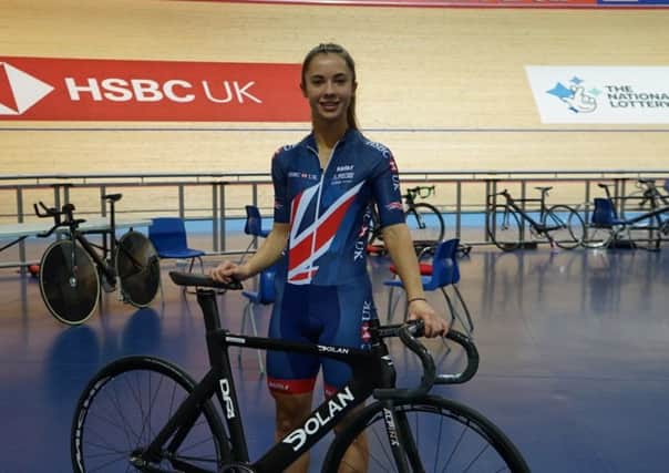 Georgia Holt at her new second home - the National Cycling Centre in Manchester EMN-181128-135420002