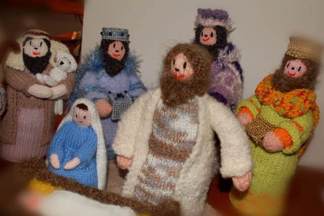 A woollen nativity scene knitted by Eileen Cooper from Frisby PHOTO: Tim Williams