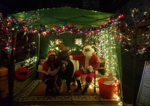 Santa and Bertie the pony are ready for visitors in the R&R Country grotto PHOTO: Supplied