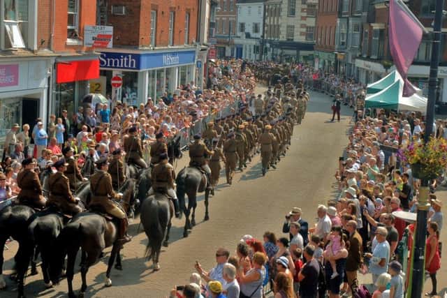 The RAVC centenary parade is greeted by huge crowds in Market Place in Melton EMN-181231-145701001