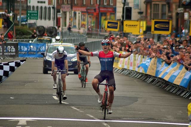 Gabriel Cullaigh celebrates his winning moment last April in a packed Sherrard Street EMN-190201-122918002