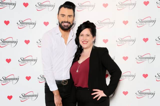 Slimming World manager Emma Clark-Monks meets singer and presenter Rylan Clark-Neal PHOTO: Slimming World