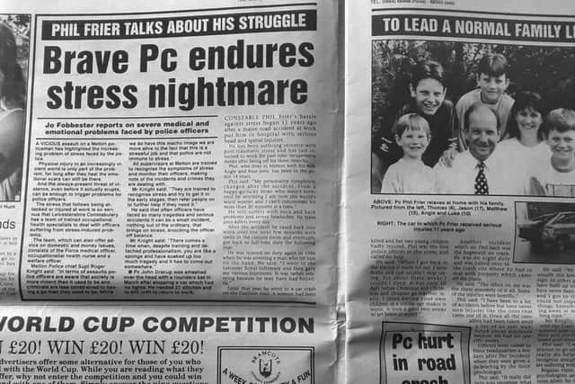 A 1994 Melton Times article reports on how Phil Frier was coping with the stress of being involved in the rescue effort for the Kegworth air crash EMN-190901-092414001