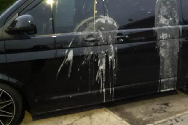 A VW Caddy Van which was soaked in paint stripper by vandals while parked in a Melton residential street EMN-190901-102703001