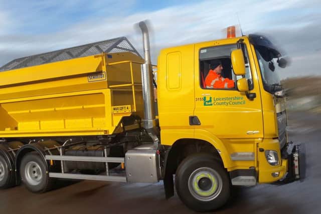 One of Melton's new gritting lorries with Mark Aylott at the wheel EMN-191101-162935001