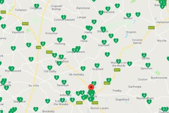 A map showing the locations of defibrillators available for community use across the Melton borough
SOURCE www.nddb.uk EMN-190122-174312001