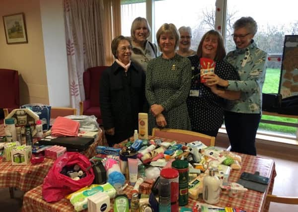 Melton Mowbray Belvoir Inner Wheel Ladies Club with toiletries donated for patients on the Dalgliesh Ward at Melton Hospital PHOTO: Supplied