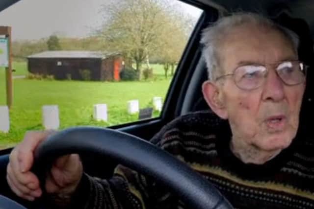 A clip of Harold Veazey driving in the Melton area while being filmed for TV programme '100-year-old drivers' EMN-190125-154208001
