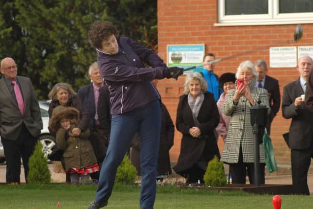 Nancy tees off her year in office at the annual Captains Drive-In at Melton Mowbray Golf Club EMN-190131-155416002