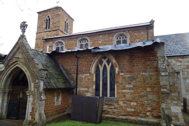 The covered roof of Thorpe Arnold Church after thieves stole lead from it twice in a matter of days EMN-191202-103156001