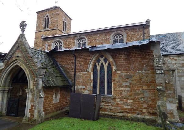 The covered roof of Thorpe Arnold Church after thieves stole lead from it twice in a matter of days EMN-191202-103156001