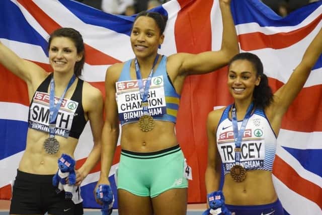 Smith on the podium after winning silver at the British Indoor Championships a week earlier EMN-190220-132738002