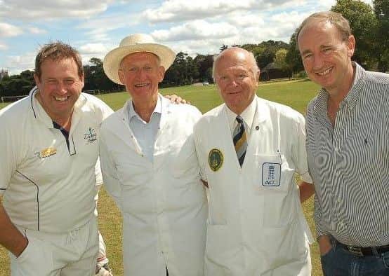 Tim Munton at a fundraising match at Egerton Park for Prostate Cancer in 2011, with Jonathan Agnew (right), Geoff Goodson and Vic Heppenstall EMN-190226-180020002