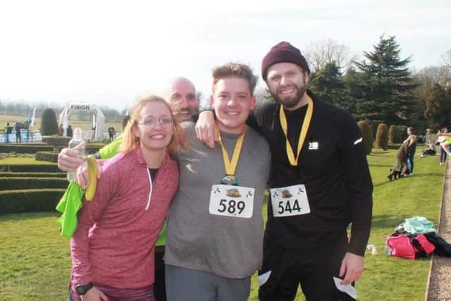 At the finish (left to right): Poppy Marriott, Lee Burrows, Daniel Hudson and Robbie Hesketh PHOTO: Supplied