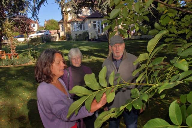 Horticulture specialist Christina Moulton shows Jill and Phil Morris around the garden at Tresillian House PHOTO: Tim Williams