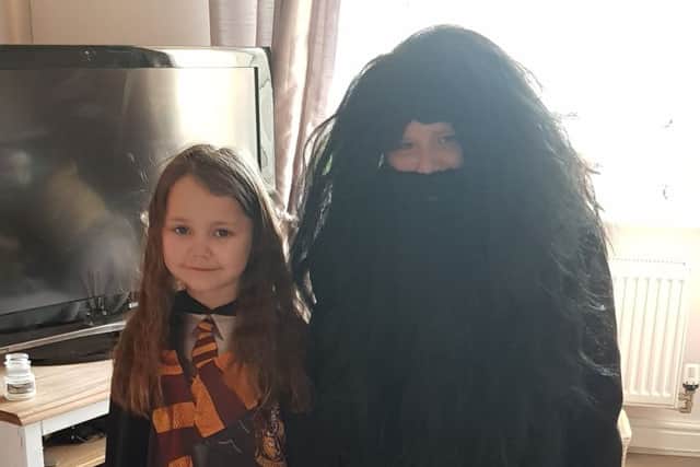 Nieve and Daniel O'brien as Hermione Granger and Hagrid from Harry Potter PHOTO: Supplied