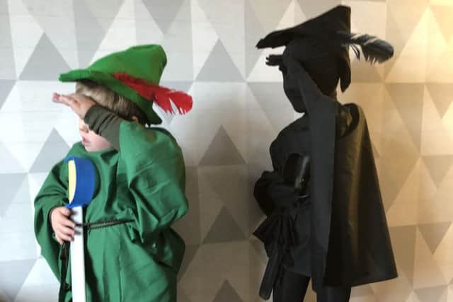 Harlow and Hardy Fox as Peter Pan and his shadow