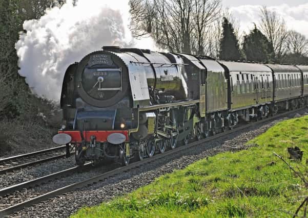 The Duchess of Sutherland steam train passing through Ashwell en route to Melton on Saturday - it was picking up passengers on a journey between York and London
PHOTO PAUL DAVIES EMN-191203-094051001