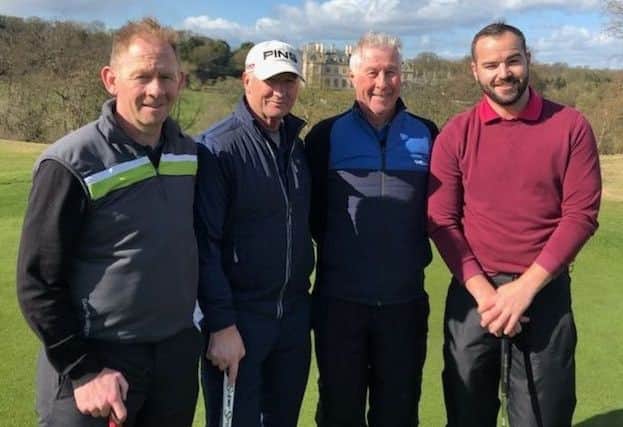 Melton's Daily Mail Foursomes pairing (left) Paul Gough and Mick Cavani with Stoke Rochford's Adrian and Harry Stannard EMN-191203-114917002