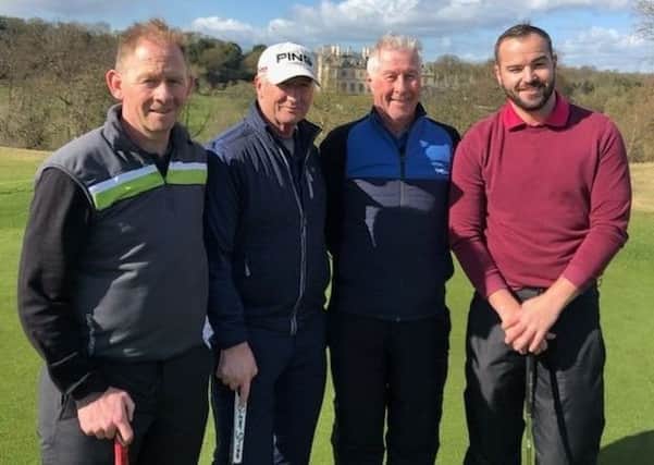 Melton's Daily Mail Foursomes pairing (left) Paul Gough and Mick Cavani with Stoke Rochford's Adrian and Harry Stannard EMN-191203-114917002