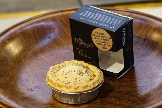 The Supreme Champion entry at the 2019 British Pie Awards in Melton - A Curried Sweet Potato and Butternut Squash Vegan Pie, made by Somerset butchers, Jon Thorners EMN-191203-151018001