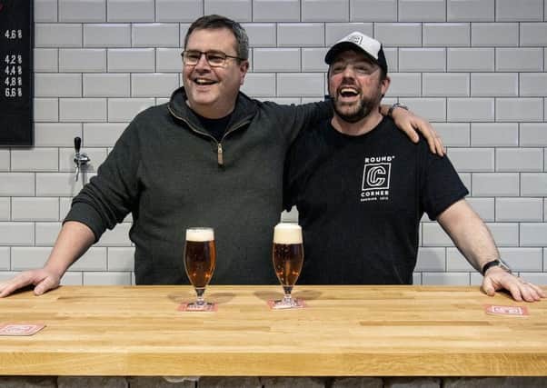 Round Corner Brewing founders Combie Cryan and Colin Paige celebrate winning gold and silver medals at the 2019 International Brewing Awards EMN-190313-163454001