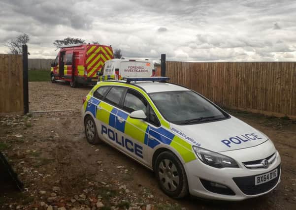 Police officers have been carrying out investigations at the scene of the blaze which destroyed six caravans in a field off Sandy Lane in Melton