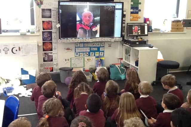 Class One skyping with farmer Christopher Foster PHOTO: Supplied