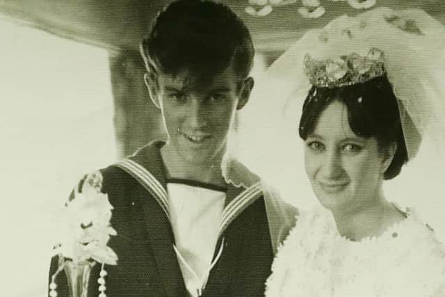 Jim and Margaret Hill on their wedding day in 1969 EMN-190329-114538001